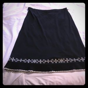 Black Ann Taylor Pencil Skirt With White Detail
